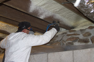 Spray Foam in the crawl space in Huntington